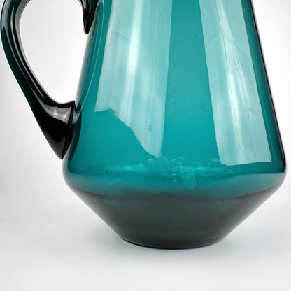 50s 60s Kaj Franck Glass Carafe + 7 Drinking Glasses Nuutajärvi Finland Beryl Petrol Turquoise Mid Century Jug Pitcher Vintage