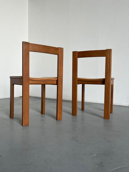 Set von 4 Mid-Century Modern Constructivist Wooden Dining Chairs, 1960s Vintage