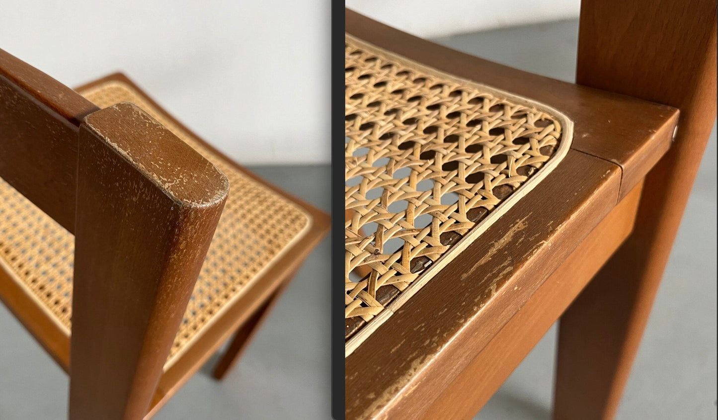 Ensemble de 4 chaises de salle à manger en bois constructivistes modernes du milieu du siècle, vintage des années 1960