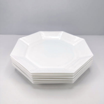 6 FOOD Plates Arcoroc Octime White Frosted Glass Arcopal Glass France Set 80s 90s Luminarc France Art Deco Revival