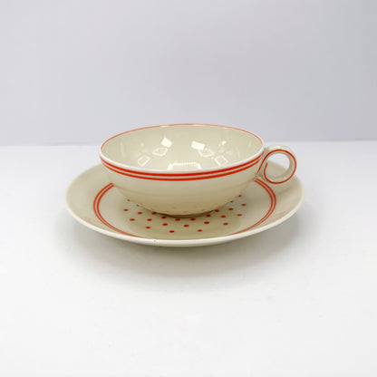 Art Deco Service Bohemia Royal Ivory für 6 Personen Creme Orange Porzellan Kaffee CZ Tschechien Böhmen 30er 40er