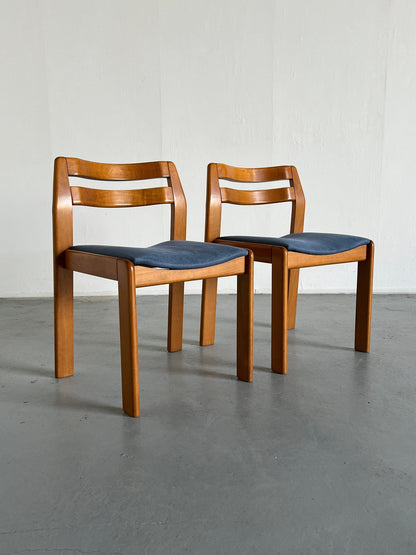 Set of 2 elegant Italian Mid-Century Modern lacquered wooden dining chairs, 1960s vintage