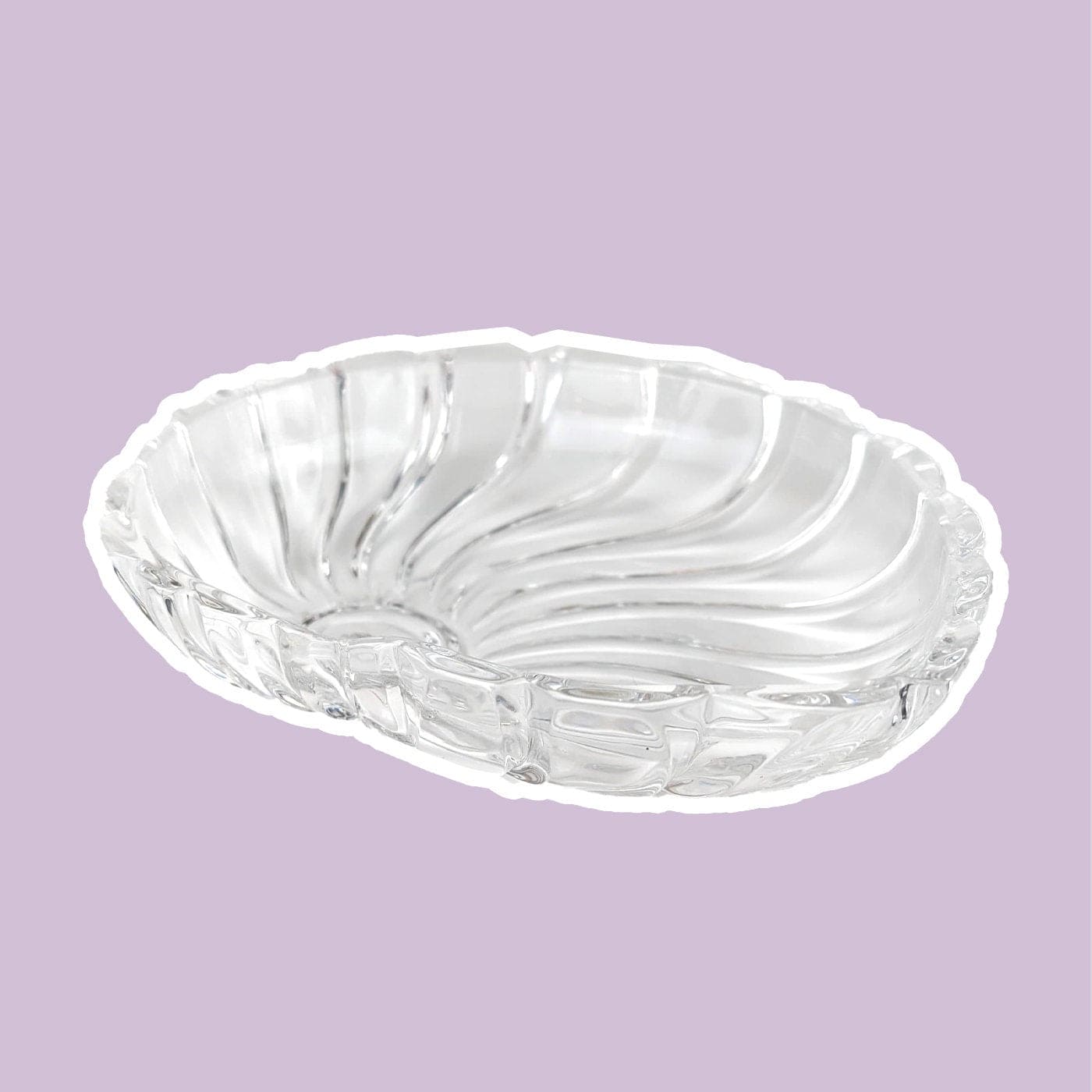 Heavy 1980s Art Deco Revival Glass Bowl Bowl Offering Bowl Shell