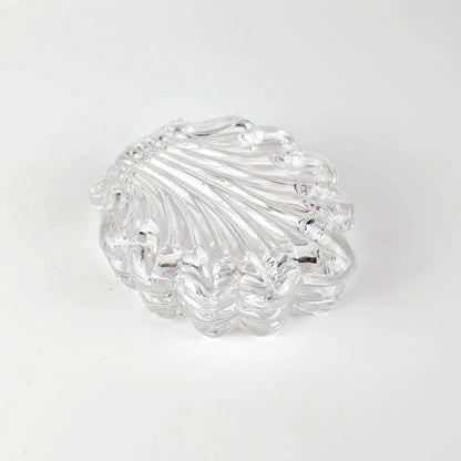 Années 1980 Art Déco Revival Glass Shell Candy Dish Lidded Box 80s