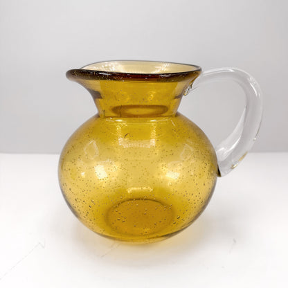 Carafe en verre de Murano des années 1970 Bulles d’ambre jaune Mid Century Moderniste Jus Eau Verre Pichet Pichet 70s vintage