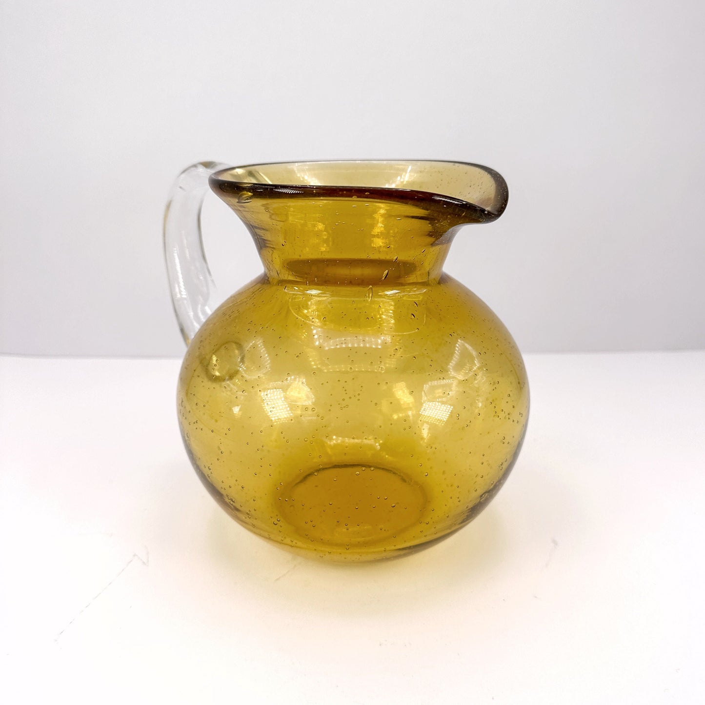 1970s Murano Glass Carafe Yellow Amber Bubbles Mid Century Modernist Juice Water Glass Jug 70s Vintage