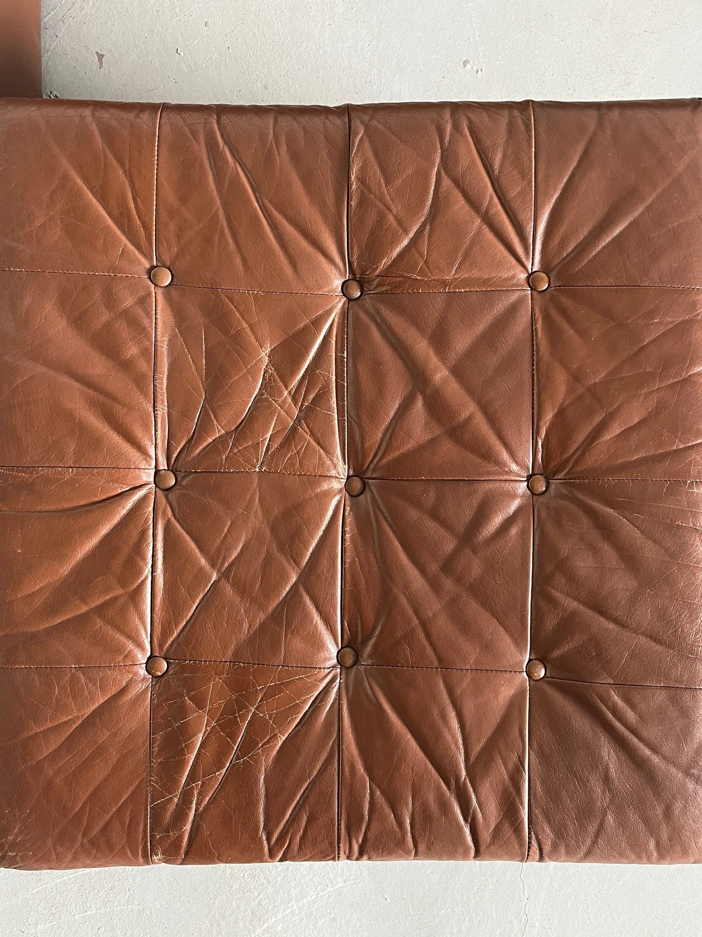 Canapé modulaire six pièces en cuir cognac patchwork par Laauser, ensemble de sièges sectionnels Allemagne des années 1970 vintage