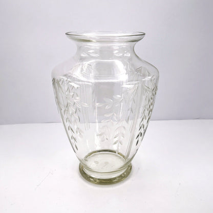 1920er / 1930er Art Deco Glas Blumenvase floral Kristall Schliff