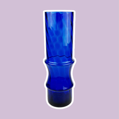 Vase en verre bleu cobalt vintage des années 1980, tourbillon outremer