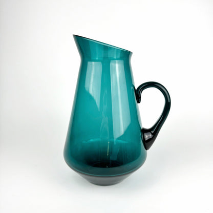 50s 60s Kaj Franck Glass Carafe + 7 Drinking Glasses Nuutajärvi Finland Beryl Petrol Turquoise Mid Century Jug Pitcher Vintage