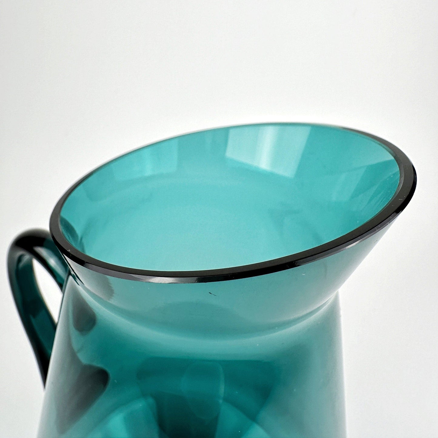 50s 60s Kaj Franck Glass Carafe + 7 Drinking Glasses Nuutajärvi Finland Beryl Petrol Turquoise Mid Century Jug Pitcher Vintage