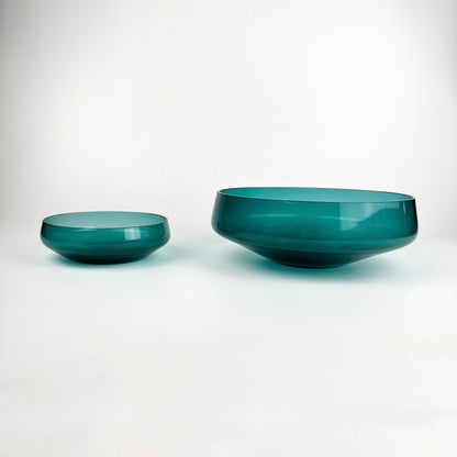 Années 50 années 60 Kaj Franck Glass Bowl Set Grand Petit Nuutajärvi Finlande Beryl Essence Turquoise Mid Century Compote Dessert