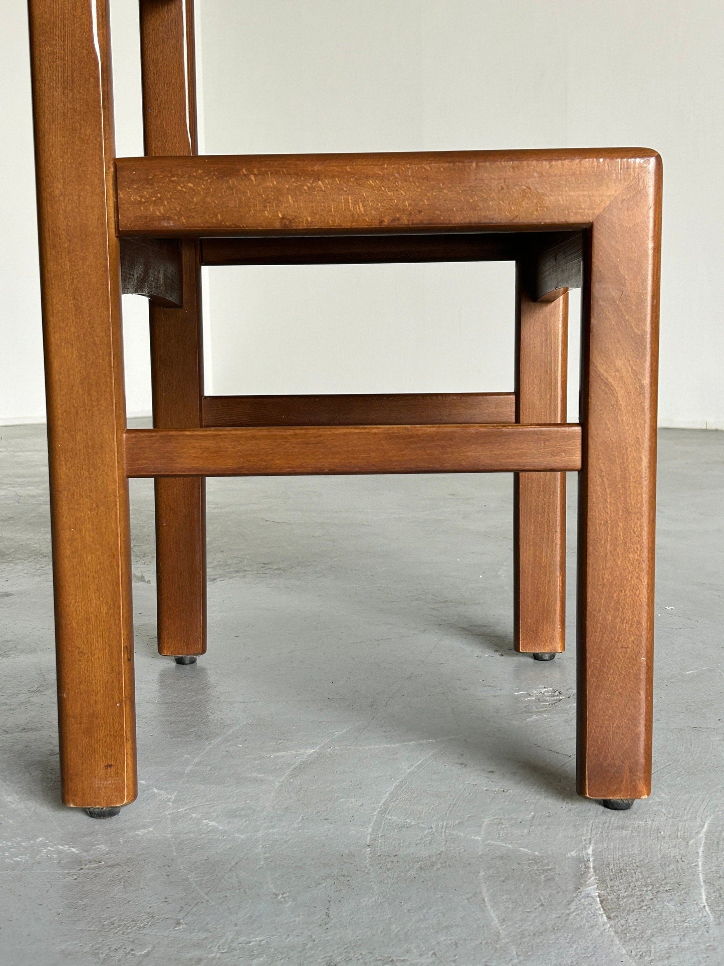 Mid-Century Modern Stained Beechwood und Wicker Cane Dining Chair, 1960s Italy Vintage