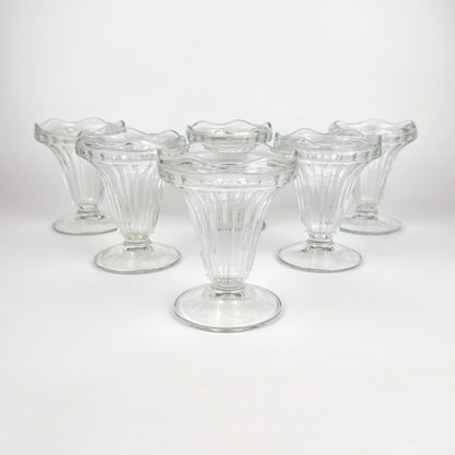 6x Italian dessert bowls ice cream cup glass 80s gelato cup foot bowl