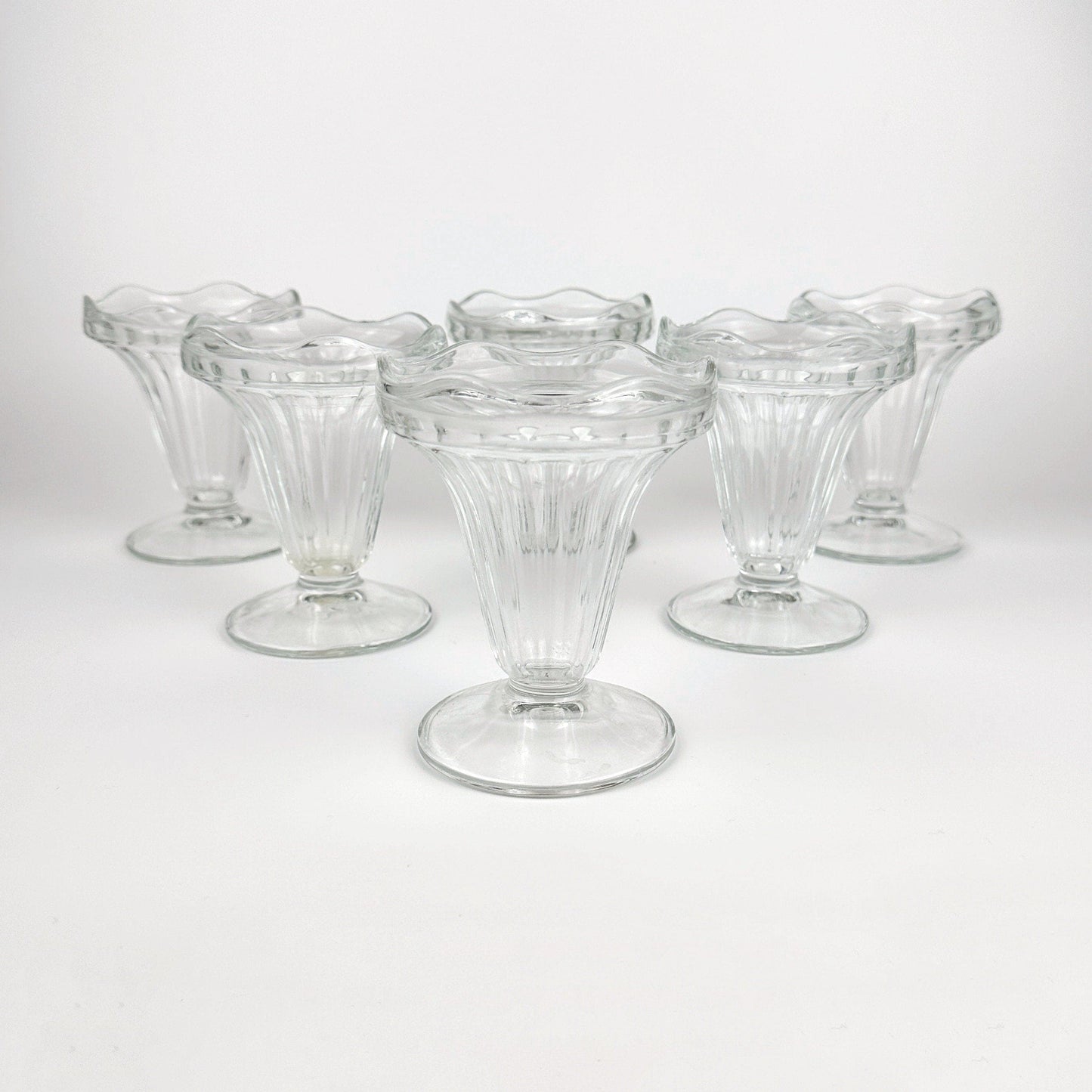 6x Italian dessert bowls ice cream cup glass 80s gelato cup foot bowl