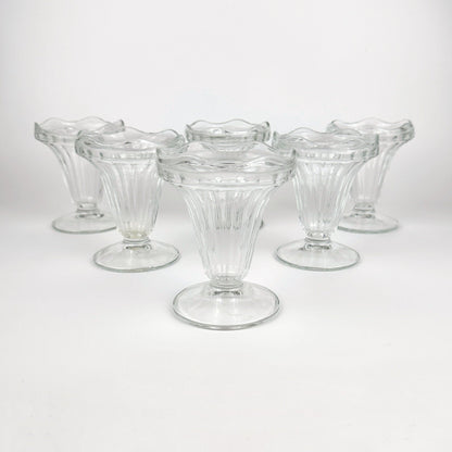 6x Italian dessert bowls ice cream cup glass 80s gelato cup foot bowl