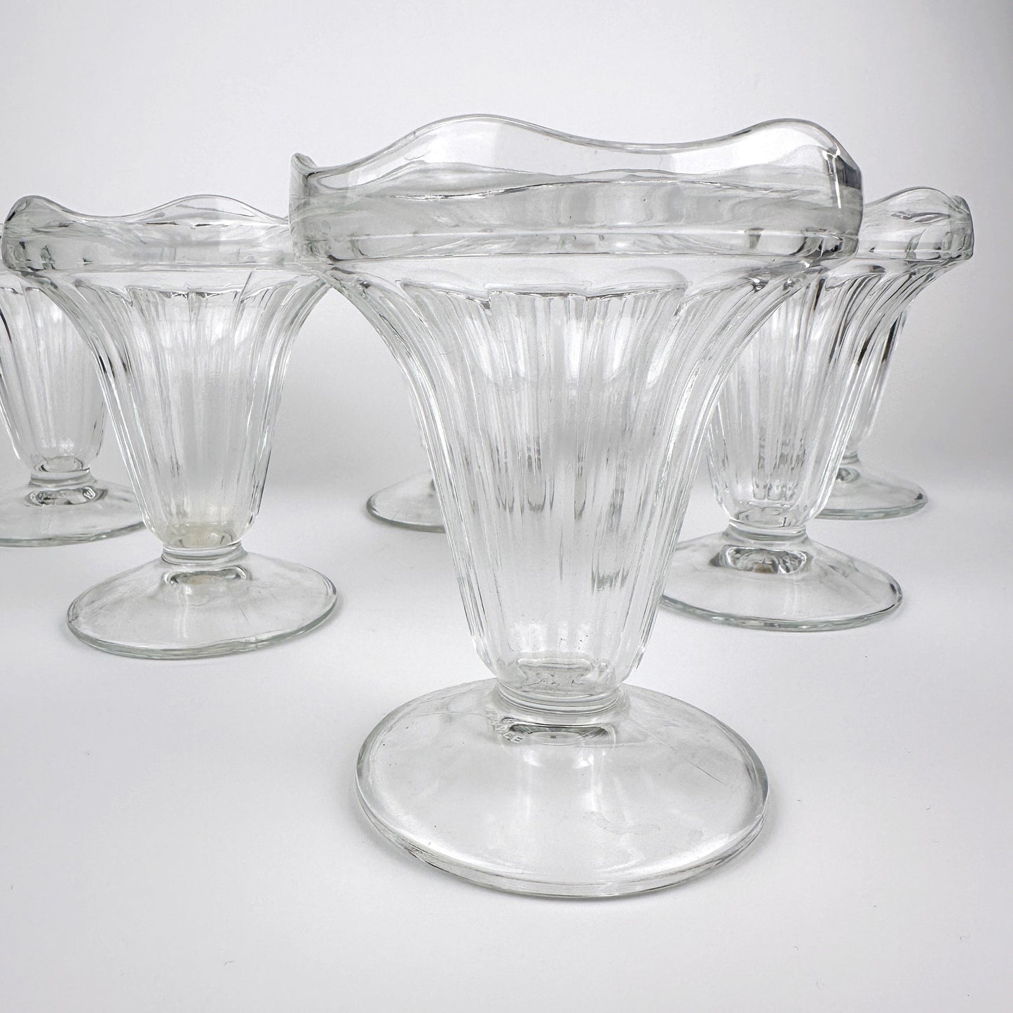 6x Italian dessert bowls ice cream cup glass 80s gelato cup foot bowl