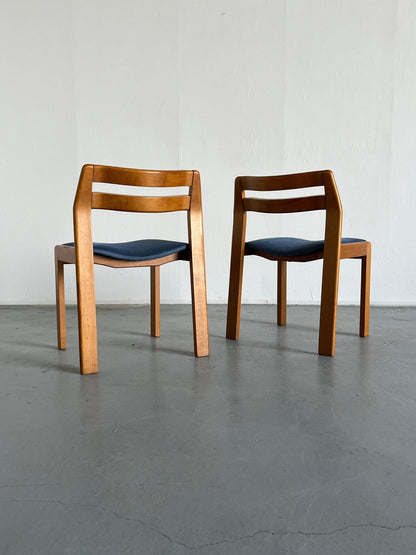 Ensemble de 2 élégantes chaises à manger italiennes modernes du milieu du siècle en bois laqué, vintage des années 1960