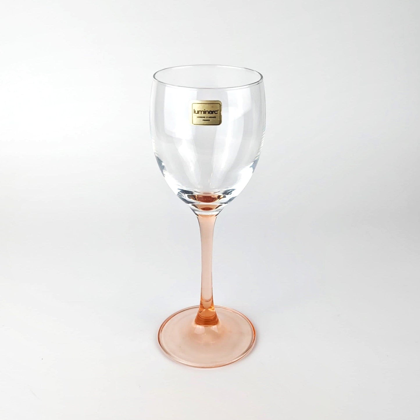 6 Verres à Vin Luminarc France Tige Rose Rosalin Années 80 Rouge Blanc France