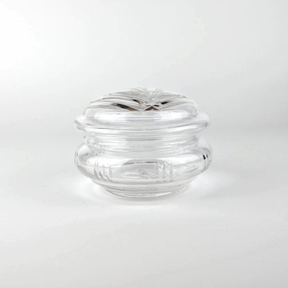 1930s Art Deco crystal glass lidded bonbonniere sugar bowl floral cut Bauhaus 30s