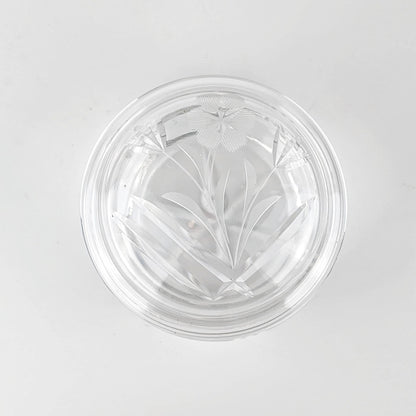 Années 1930 Art Déco Verre Cristal Couvercle Bonbonnière Sucrier Coupe Florale Bauhaus 30s