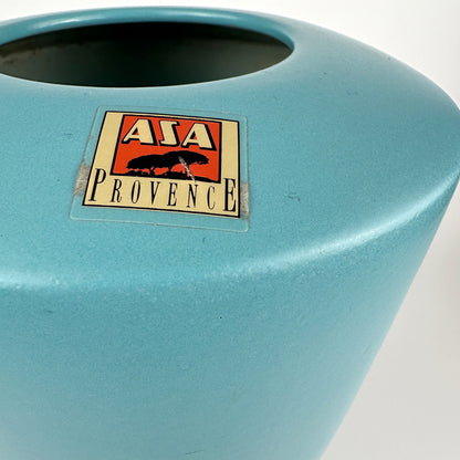 Grand vase ASA des années 90 Turquoise Vert Provence Sélection Vase à fleurs Essence Céramique Memphis Milano Allemagne Postmoderne