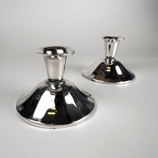 2 silver plated Art Deco candlesticks candlestick candle holder 30s 1930 faceted