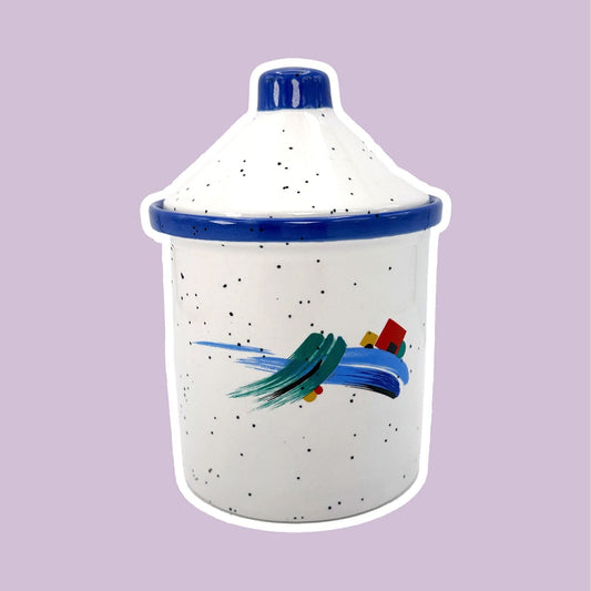 1990s Postmodern Ceramic Jar "Cooking Art" Germany Speckle Brushstroke 90s Memphis Milano Container