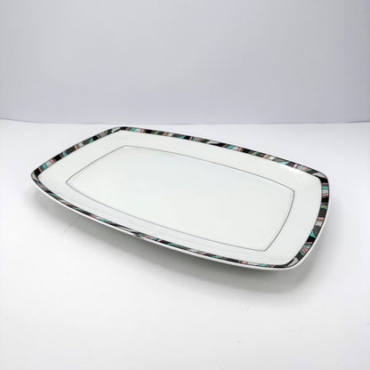 vintage Postmodern Cake Platter Plate Eschenbach Domus Manhattan Allemagne années 80 90 Memphis Milano Géométrique Pastel