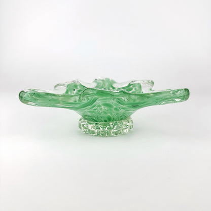 Murano Ashtray Pastel Green Speckles Triangle 70s Bowl 1970 Italy Vintage