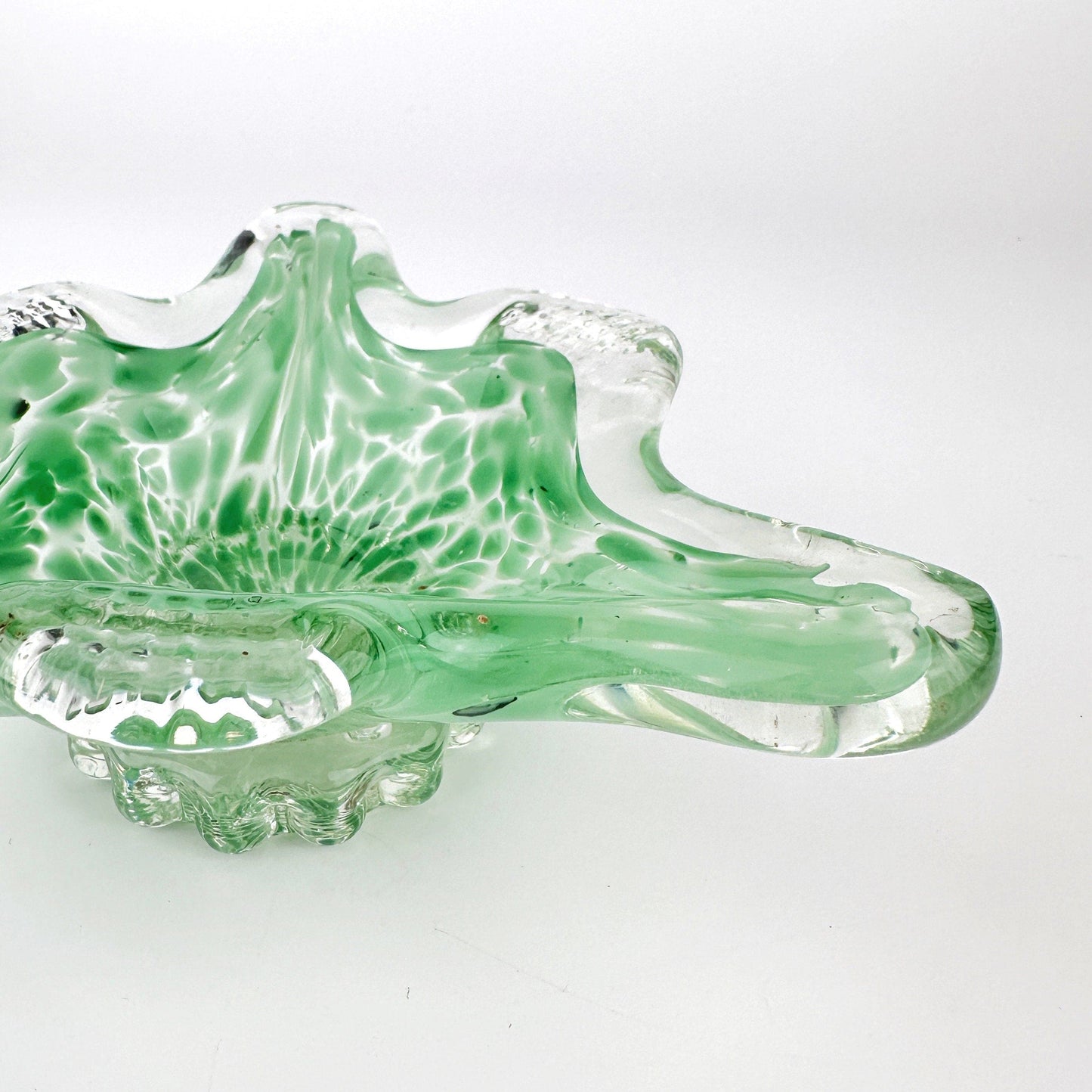 Cendrier Murano Vintage Mouchetures Vert Pastel