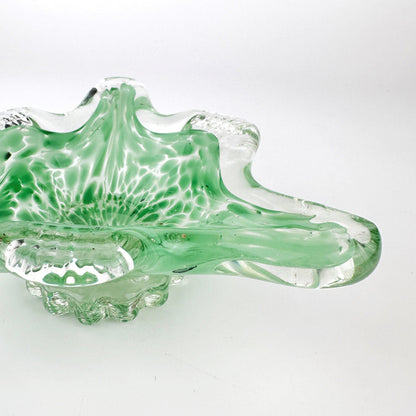 Vintage Murano Aschenbecher Pastell Grün Sprenkel