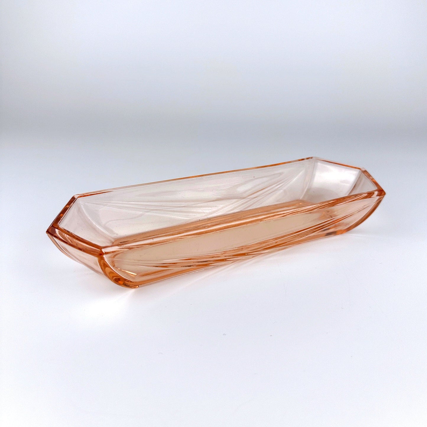 Bol Peigne En Verre Pressé Art Déco Bol Lignes Rose Rosalin Rosaline 1930 Années 30