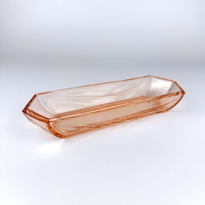 Bol Peigne En Verre Pressé Art Déco Bol Lignes Rose Rosalin Rosaline 1930 Années 30