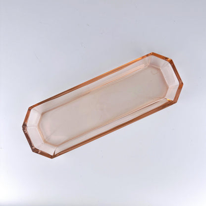 Bol peigne en verre pressé Art Déco bol simple rose rosalin rosaline 1930 années 30