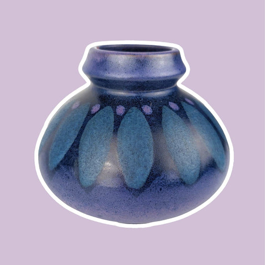 Vase en céramique cruche milieu du siècle bleu vintage par KMK