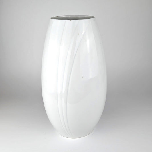 Large Vintage Ceramic Vase Art Deco Neo Revival Shell White Flower Vase 80s 1980 Miami
