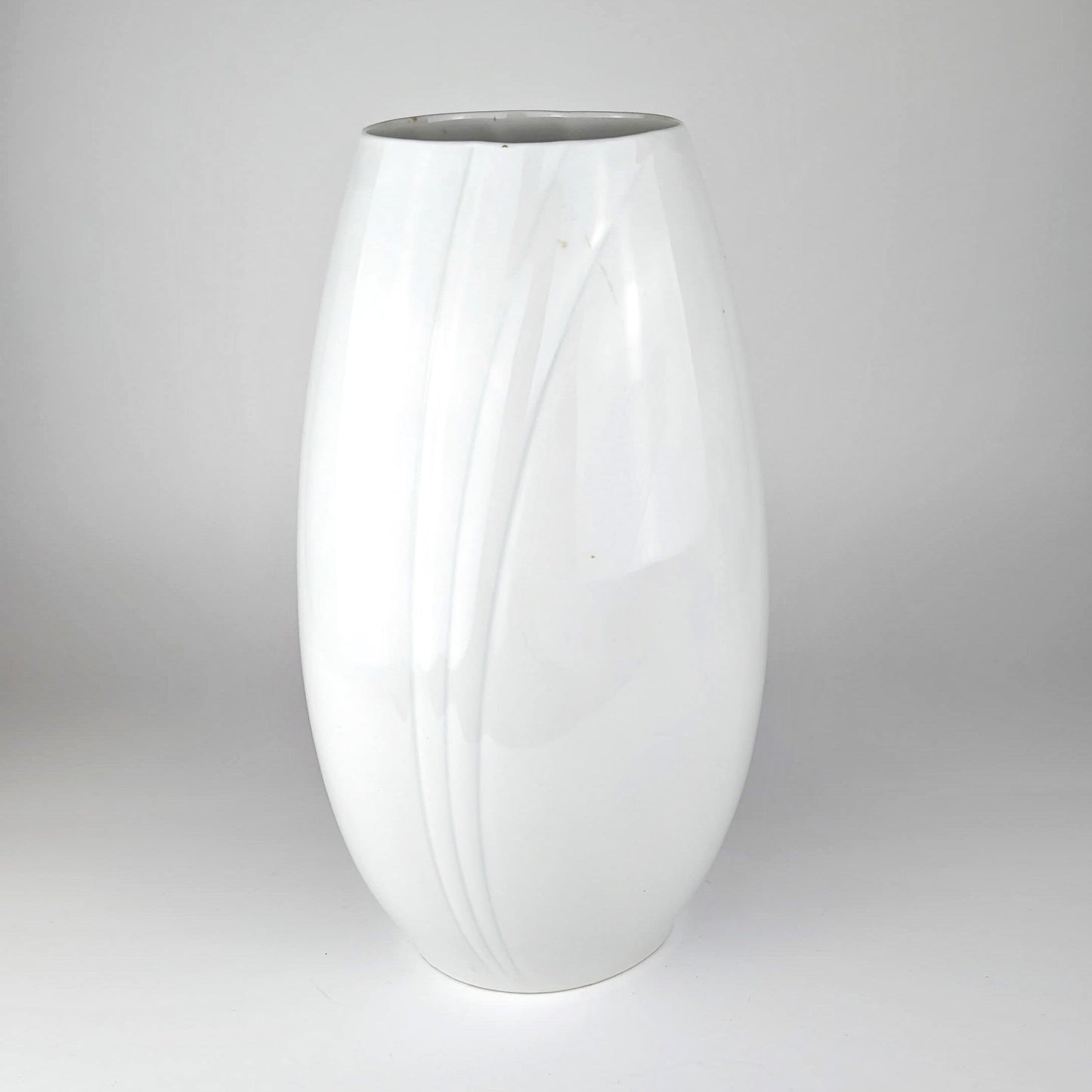 Grand vase en céramique vintage Art Déco Neo Revival Shell White Flower Vase 80s 80s 1980 Miami