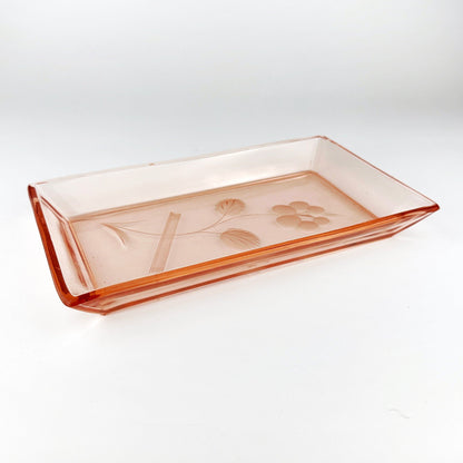 Art Deco glass plate Rosalin glass tray bowl from the 30s Art Deco decor pressed glass pink plate offering bowl plate Walther Altlantik