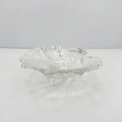 Glass bowl shell small Art Deco Revival bowl shell 80s 90s crystal bowl shell offering bowl fruit bowl