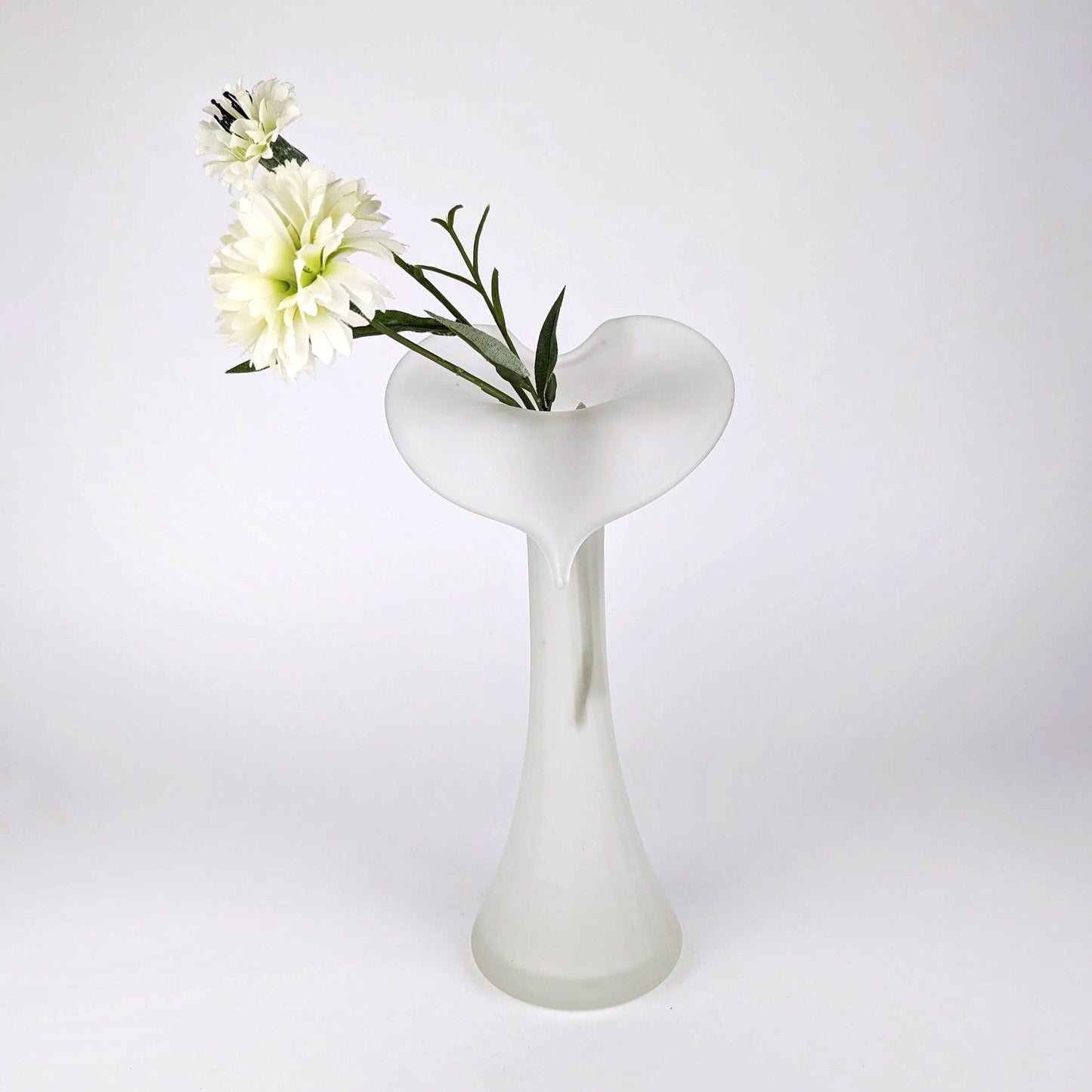 Vintage Vase Satin Frosted Glass Vase 80s Zipfel Waves Art Deco Revival Vase Matt Glass