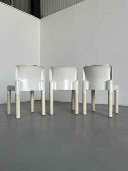 1 of 3 Carlo Bartoli 4875 chairs for Kartell, White Edition, Italian Space Age, 1972, Vintage