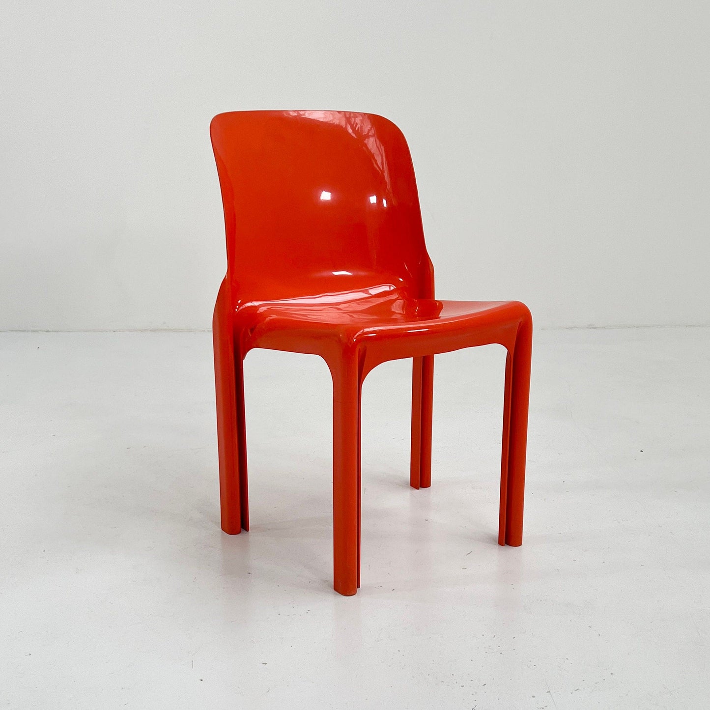 Orange Selene chair by Vico Magistretti for Artemide, 1970s vintage