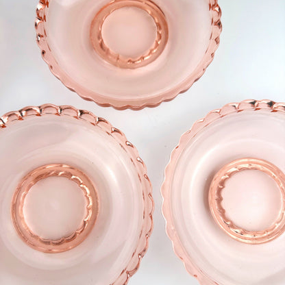 5 Rosalin Glass Compote Bowls 50s Mid Century Pink Fruit Dessert Bowl Pressed Glass Pink Plate 1930 1920 20s 1920s