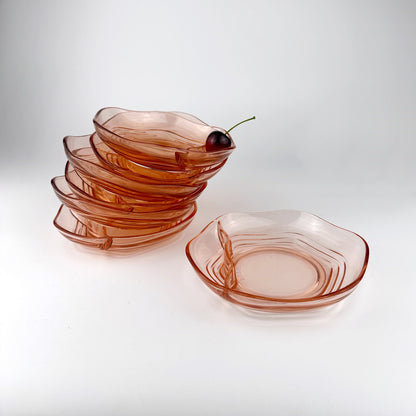 8 Bols à compote en verre Rosalin DRGM Art Déco années 30 Assiettes cerises Bol à dessert aux fruits roses Assiettes roses en verre pressé 1930 1920 Années 20 1920