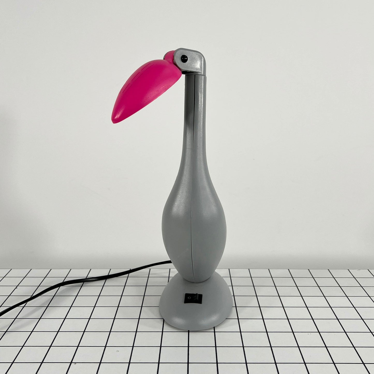 Lampe de Bureau Articulée Toucan Rose et Gris, Vintage 1980