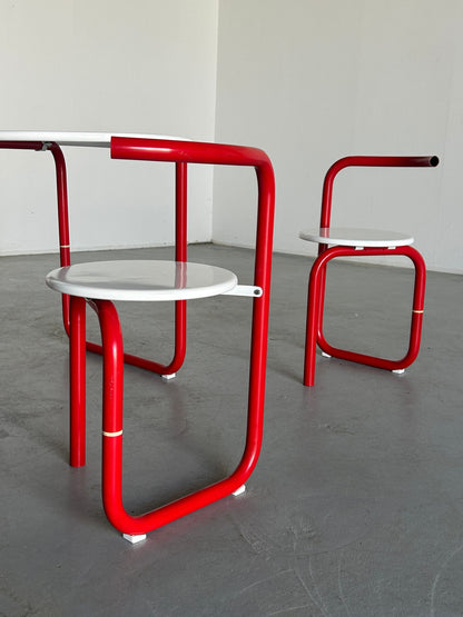 Ensemble de sièges de jardin minimaliste Pop Art, chaises et table pliantes de patio de jardin, années 1970, ensemble de 4, vintage