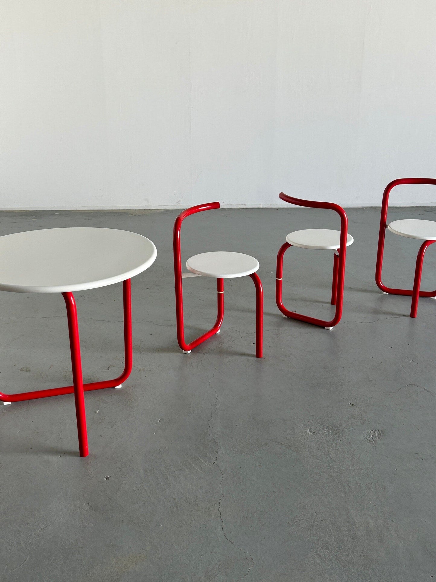 Ensemble de sièges de jardin minimaliste Pop Art, chaises et table pliantes de patio de jardin, années 1970, ensemble de 4, vintage