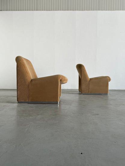 Pair of Iconic 'Alky' chairs by Giancarlo Piretti for Anonima Castelli in Beige Cotton Corduroy, 1970s Italy