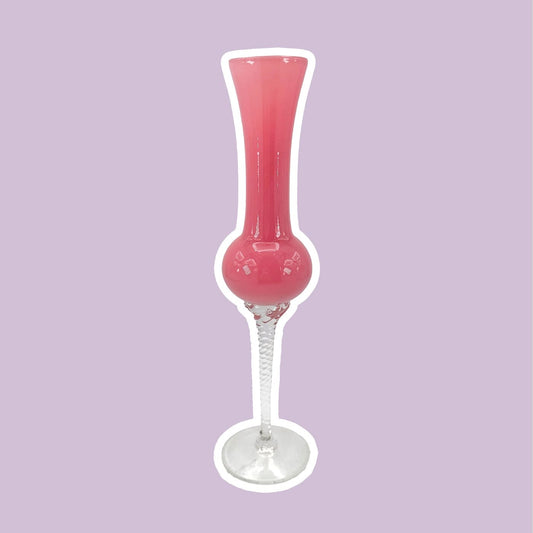 Murano Glass Vase Pink Italy MCM Empoli Opalina Filigrana 70s 1970 Fiorentina Milk Glass Solifleur Solo Fiore